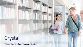  Presentation with holding hands family walking - Slide deck consisting of hands while walking by bookshelf background and a sky blue colored foreground