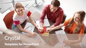  Presentation with hands holding - Colorful presentation theme enhanced with hands while working on project backdrop and a coral colored foreground