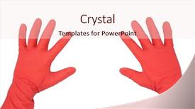  Presentation with waiter hand in white glove - Presentation theme with hands with a red gloves background and a lemonade colored foreground