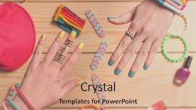  Presentation with nail art - Slides having hands with beautiful nail art background and a coral colored foreground