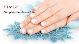  Presentation with snowflakes - Amazing theme having hands with beautiful winter design snowflakes and ribbon isolated on white backdrop and a lemonade colored foreground