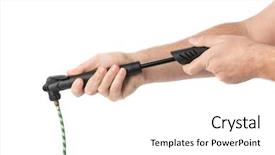 Presentation with pump - Slides having hands with bicycle pump isolated background and a white colored foreground