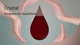  Presentation with drop - Audience pleasing slides consisting of hands with blood drop backdrop and a coral colored foreground