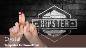  Presentation with bricks - Amazing theme having hands with characters against texture of bricks wall backdrop and a violet colored foreground