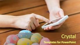  Presentation with diy technology - PPT theme having hands with colored easter egg background and a  colored foreground