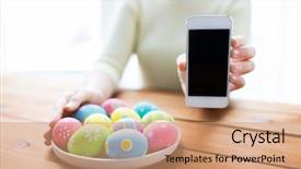  Presentation with easter - Slides featuring hands with colored easter egg background and a coral colored foreground