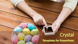  Presentation with holidays - Theme with hands with colored easter egg background and a tawny brown colored foreground