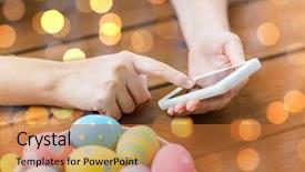  Presentation with easter - Amazing slide deck having hands with colored easter egg backdrop and a  colored foreground