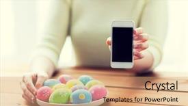  Presentation with iot agriculture technology concept man - Slide deck enhanced with hands with colored easter egg background and a  colored foreground