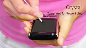  Presentation with communicator - Slides enhanced with hands with communicator background and a coral colored foreground