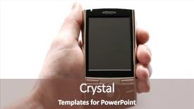  Presentation with communicator - Beautiful PPT theme featuring hands with communicator backdrop and a tawny brown colored foreground