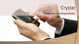  Presentation with communicator - Slides with hands with communicator background and a lemonade colored foreground