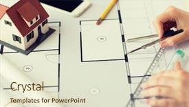  Presentation with architecture construction - Presentation theme with hands with compass and ruler background and a lemonade colored foreground