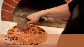  Presentation with italian food - Audience pleasing slide set consisting of concept - cook hands with cutter backdrop and a coral colored foreground