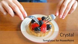  Presentation with berries - Amazing presentation theme having hands with forks and cake backdrop and a coral colored foreground