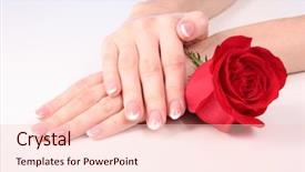  Presentation with hands holding a tree - Slides consisting of hands with french manicure holding background and a lemonade colored foreground