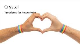  Presentation with rainbow pride - Amazing presentation theme having hands with gay pride rainbow backdrop and a white colored foreground