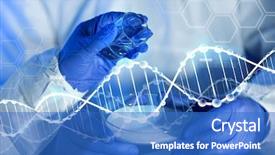  Presentation with weapon - Presentation design featuring hands with glass and chemical background and a teal colored foreground