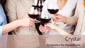  Presentation with wine tasting - Cool new slides with hands with glasses of wine backdrop and a coral colored foreground