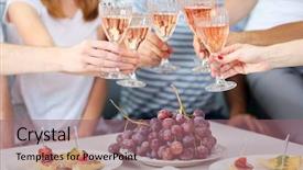  Presentation with friends eating and drinking wine - Audience pleasing presentation design consisting of hands with glasses of wine backdrop and a violet colored foreground