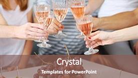  Presentation with snacks - PPT layouts featuring hands with glasses of wine background and a violet colored foreground