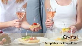 Presentation with dinner party - Beautiful PPT layouts featuring hands with glasses of wine backdrop and a lemonade colored foreground