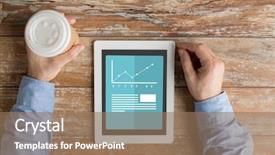  Presentation with technology education - Slides enhanced with hands with graph and text background and a coral colored foreground