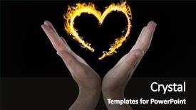  Presentation with heart in hands - Slide set featuring hands with heart fire icon background and a wine colored foreground