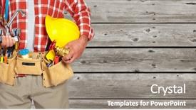 Presentation with water tap - Colorful slide set enhanced with hands with helmet and water backdrop and a  colored foreground