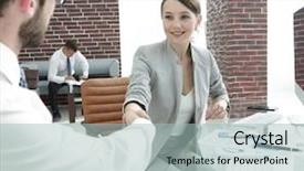  Presentation with shaking hands - PPT theme consisting of hands with his business partner background and a  colored foreground