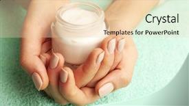  Presentation with ointment cream - PPT layouts having hands with jar of cream background and a lemonade colored foreground