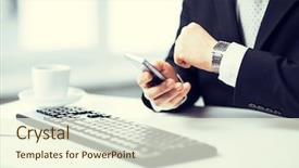  Presentation with hands holding - Amazing theme having hands with keyboard watching time backdrop and a cream colored foreground