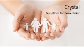  Presentation with family values - Presentation theme featuring hands with paper man family background and a lemonade colored foreground