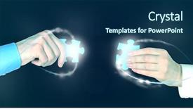  Presentation with partnership - Presentation theme featuring hands with puzzle details partnership background and a ocean colored foreground