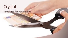  Presentation with hands on bible - Presentation theme enhanced with hands with scissors cutting euro background and a lemonade colored foreground