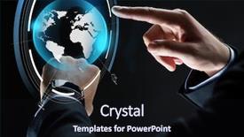  Presentation with mass media - Colorful presentation design enhanced with hands with smartwatch and earth backdrop and a  colored foreground