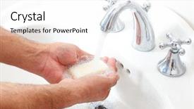  Presentation with soap - Presentation theme featuring hands with soap and water background and a white colored foreground