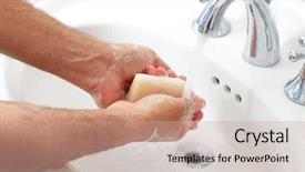  Presentation with soap - Theme with hands with soap and water background and a coral colored foreground
