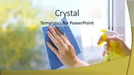  Presentation with commercial cleaning - Presentation featuring hands with spray cleaning background and a cool aqua colored foreground