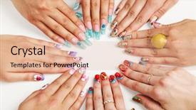  Presentation with nail art - Cool new PPT theme with hands with various nail art backdrop and a coral colored foreground