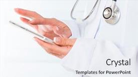  Presentation with smart - Presentation having hands with white mobile phone background and a sky blue colored foreground