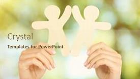  Presentation with ecology - Amazing slide set having hands-with-wooden-mens backdrop and a soft green colored foreground