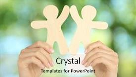  Presentation with ecology - Amazing PPT theme having hands with wooden mens on green nature background friendship ecology or teamwork concept backdrop and a coral colored foreground