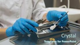  Presentation with hands holding - Beautiful slide set featuring teeth over medical office background backdrop and a ocean colored foreground