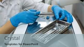  Presentation with dental laboratory - Audience pleasing slide deck consisting of hands woman dentist holding detail of dental tools in dental clinic laboratory equipment medicine and science stomatology and healthcare concept backdrop and a light blue colored foreground