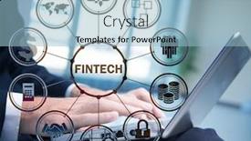 Presentation with fintech financial technology - Theme enhanced with hands-working-on-laptop background and a light blue colored foreground