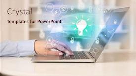  Presentation with digital - Theme having hands-working-on-laptop background and a lemonade colored foreground