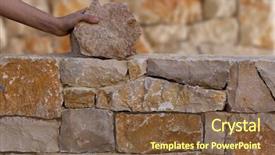  Presentation with build - Presentation theme consisting of hands working on masonry stone background and a tawny brown colored foreground