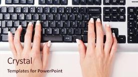  Presentation with keyboard - PPT theme with hands working on the keyboard background and a lemonade colored foreground