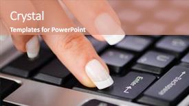  Presentation with keyboard - Colorful slides enhanced with hands working on the keyboard backdrop and a coral colored foreground